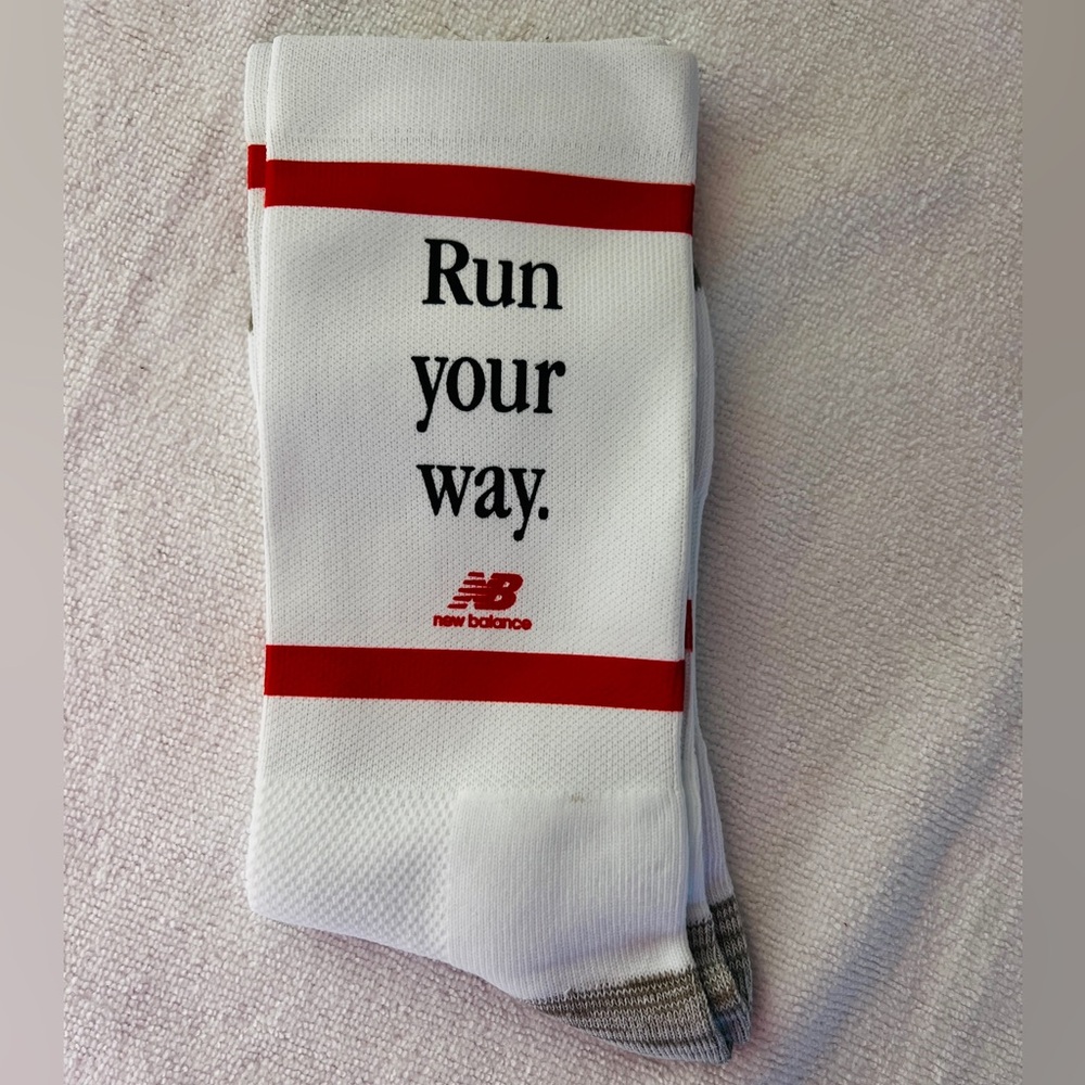 New Balance White and Red Athletic Socks